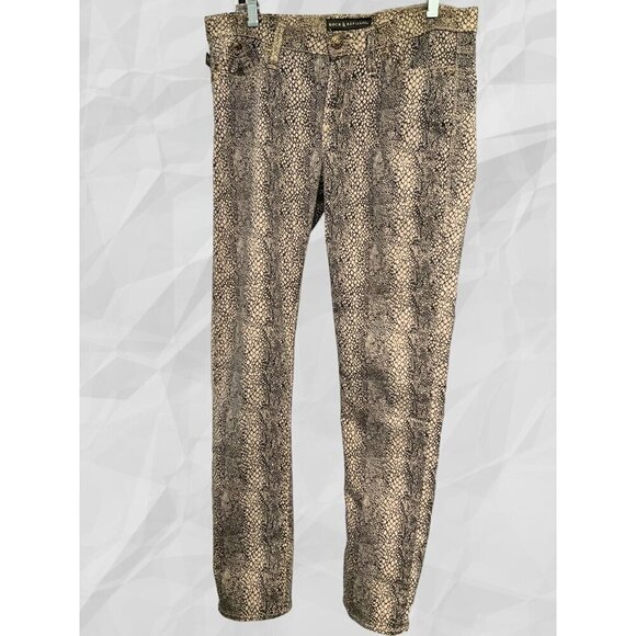 Rock & Republic Women Size Snake Skin Gold Metallic 5 pocket  Mid Rise Jeans 12 - Picture 10 of 10